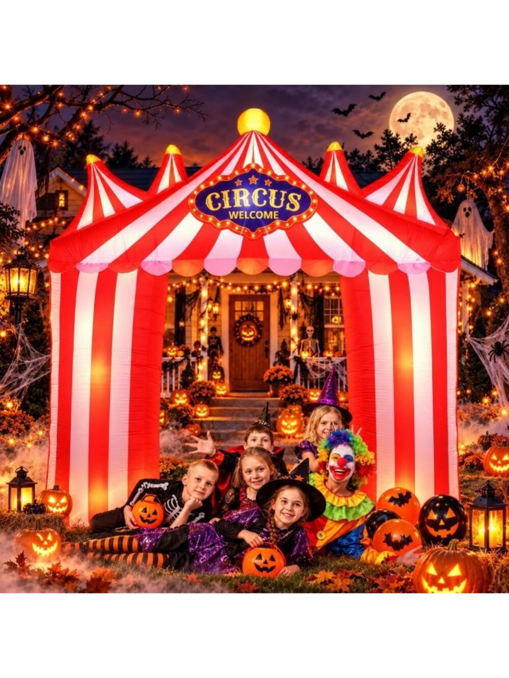 10ft Inflatable Giant Circus Arch - Halloween Party Decor, Fun Outdoor